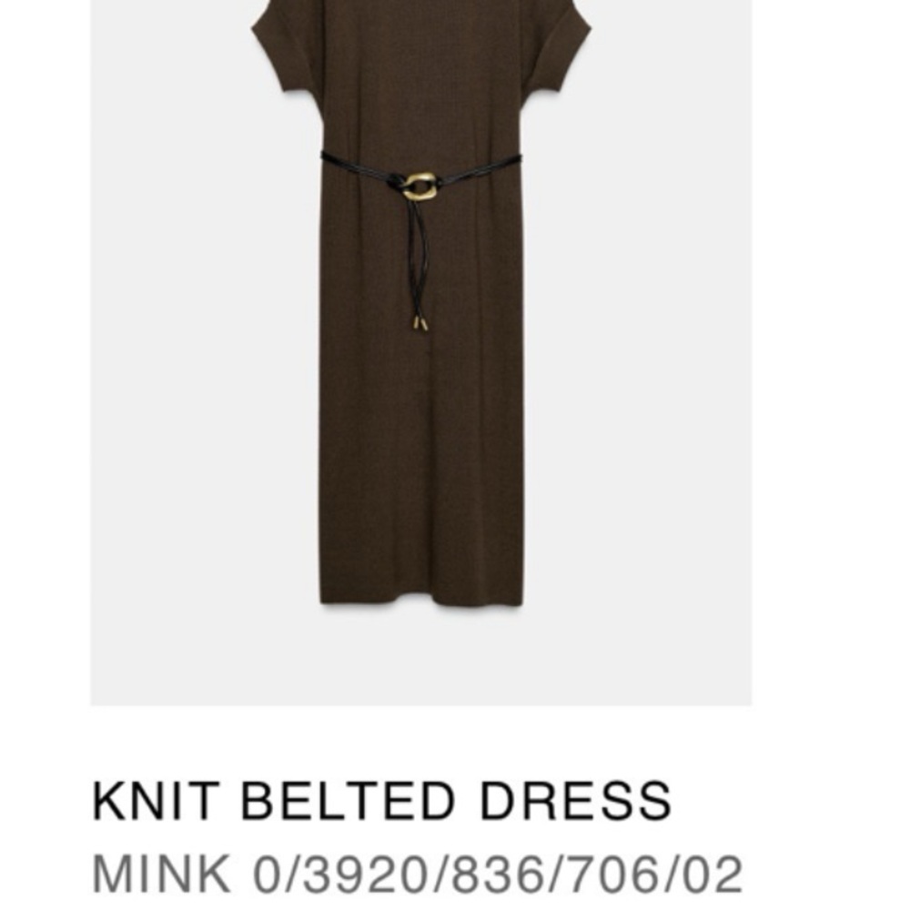 Zara Knit Belted Maxi Dress in Mink Brown